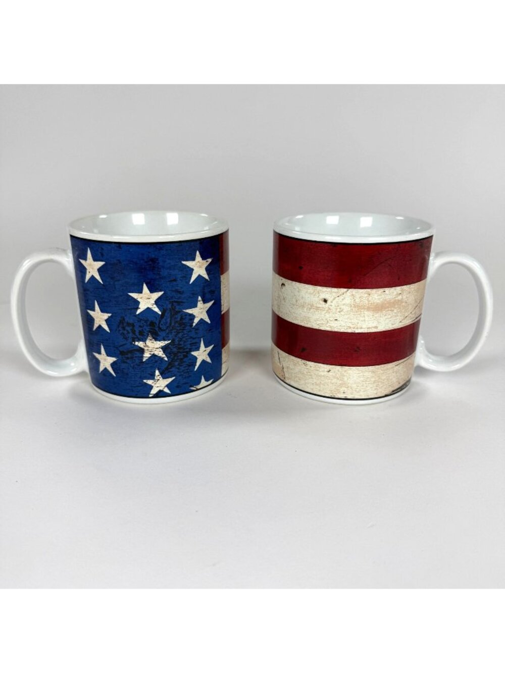 Warren Kimble Colonial Sakura 1997 Flag Mug Set Of 2 American Flag Design